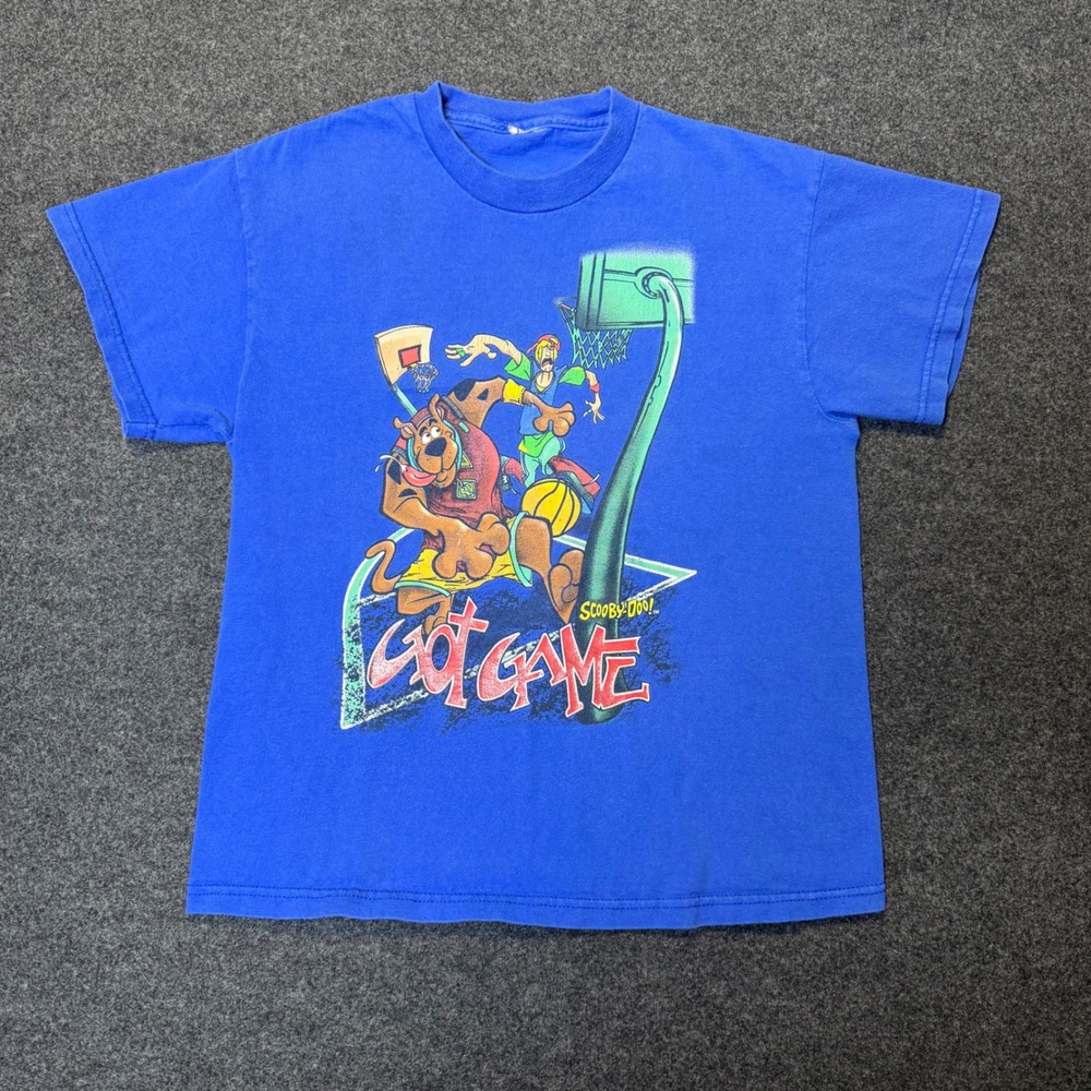 Vintage 90s Scooby-Doo T-Shirt Unisex Medium Blue Got Game Graphic Basketball